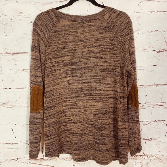 Sweet Wanderer Side-Button Cozy Knit Sweater Women’s Medium Marled Brown - Picture 2 of 8